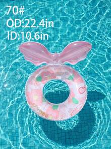 Pink Floral Print Swim Ring, Cute Glitter Pool Float With Mermaid Tail, Suitable For Adults And Children Summer Use - Multicolor - View 15