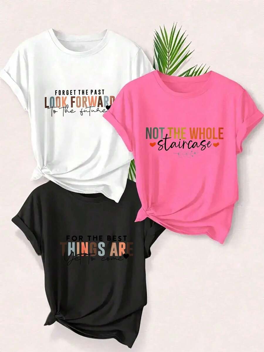 3 estilos de ropa casual de alta calidad, con 3 diseños de estampado para elegir. Moda y elegancia, versátil, 100% algodón puro. Cómoda y transpirable. Un artículo esencial para el verano. - Negro - Ver 1