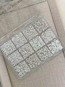 1組彩色不對稱混色陶瓷大小珍珠美甲裝飾，不脫落多色混搭美甲配件美甲飾品 - 彩色 - 查看 8