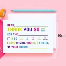 ThreeKin Collective Children's Fill-In-The-Blanks Thank You Cards With White Envelopes, Double-Sided Postcards | Fun Colorful Design For Birthdays, Holidays And Other Occasions - Colorful - View 5
