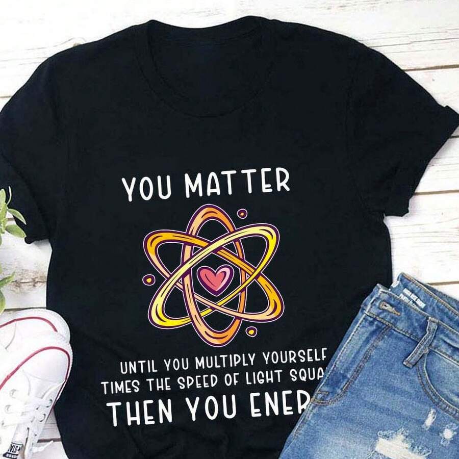 Yours Matters, You Energy Science, Printed Crew Neck Tops, 4th Of July Look, Women's Clothing, Vacation Outfits, Women's Summer Clothes, Women's Clothing - 黑色 - 查看 1