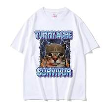 Funny Cat Meme T-Shirt For Men And Women, High-Quality Vintage T-Shirt,  Men's T-Shirts, Oversized Cotton T-Shirt - 彩色 - 查看 1