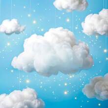 Cloud Ceiling Dr Hanging Clouds - MAQIHAN 3D Fake Clouds For Room Ceiling, White Cotton Clouds Drations With Hooks For Baby Shower Party Classroom, Blue Sky Nursery Bedroom Hanging Dr - C - View 1