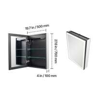 Armadietto medicinale illuminato con specchio, 50 X 70 Cm incassato o montato a parete, armadietto medicinale da bagno con LED dimmerabile a 3 colori e illuminazione inferiore, ripiani regolabili per lo stoccaggio, funzione di sbrinamento con memoria - 50*70 cm - Visualizzare 11