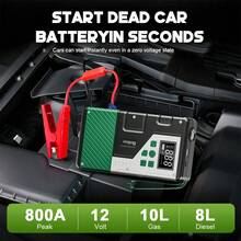 Arrancador portátil para coche con inflador de neumáticos integrado. Potenciador de batería para coche. Permite un arranque rápido del vehículo y un inflado rápido de los neumáticos. Equipado con puertos USB de entrada y salida y luz LED de emergencia, un práctico accesorio multiusos para el coche. - 1508 Amarillo (Versión mejorada con función de arranque e inflado único) - Ver 3