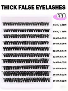 10 Rows 60D D Curl Lash Clusters Set, Faux Mink Thick Eyelash Extensions, Multi-Length Fluffy Dramatic Individual Lashes, Professional DIY Cluster Lashes For All Makeup Looks - D - View 4