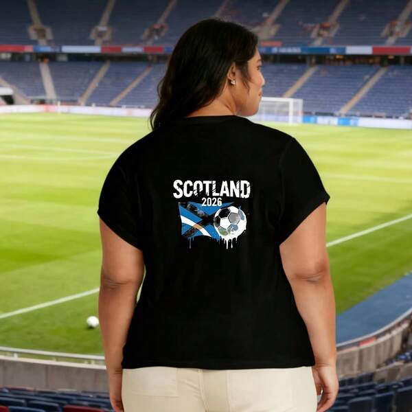 Scotland Flag And Soccer Ball Design, Women's T-Shirt, Football Theme, Casual Wear For Spring And Summer, Gift For Soccer Fans And Scotland Supporters