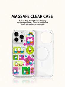 Miniso Miffy 透明膠帶無線磁吸充電手機殼 節日禮物 防滑 防摔 防指紋手機殼 適用於 iPhone17 17Air 17pro 17promax 11 12 13 14 15 16pro 16promax 14Plus 15Plus 16Plus 16pro 16promox XR - 透明2 - 查看 2