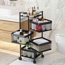 1pc 5-Layer Rotating Kitchen Storage Rack, No Installation Required, Floor-Standing Multi-Layer Storage Rack For Home Use, Suitable For Storing Fruits, Vegetables, Snacks, And Beverages. - Svart - Visa 7