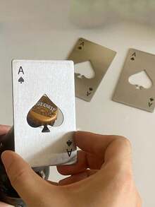 1/2pcs Metal Poker Card Ace Of Spades Bottle Opener, Stainless Steel Portable Beer Opener, Fits Wallet And Pocket, Customized Dual-Color Elegant Card Design, Durable Decorative Accessory, Perfect Gift For Camping, Party And Festival - Multicolor - View 3