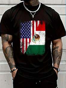 100% Algodón, Camiseta de Raíces Americanas Mexicanas, Camiseta Gráfica para Mujeres y Hombres, Tops Casuales de Moda, Camiseta de 180g Suave y Amigable con la Piel - Negro - Ver 1