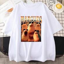 Camiseta divertida de Marcus The Worm Meme, camisetas de talla grande a la moda para hombre y mujer, ropa informal estilo Hip Hop 100% de algodón de manga corta de alta calidad - Multicolor - Ver 1