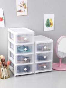 1pc/Desktop Cosmetic Drawer Storage Box, Multi-Layer Dust-Proof Large Capacity Cosmetic Organizer, Vanity Organizer Box, Small Item Storage Box, Lipstick Storage Box, Suitable For Makeup Room Desktop Organization, Bathroom Skincare Storage, Room Desktop Storage - Multicolor - View 3