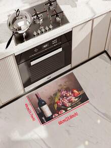 1pc Romantic Wine & Fruit Pattern Rubber Kitchen Mat, Washable, Soft & Non-Slip, Suitable For Bathroom Sink, Laundry Room And Other Areas - Multicolor - View 12