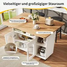 Kitchen Island, Modern Kitchen Island, Kitchen Cabinet, Removable Serving Trolley, Sideboard, Dining Trolley With Wood Grain, Sideboard, Multifunctional Dining Table With Storage Space, Black - White - View 7