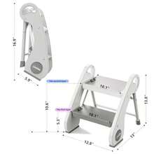 UNCLE WU - Taburete plegable para niños pequeños 26.9 cm de alto mini taburete portátil con marco de acero de 2 pasos para fregadero de baño entrenamiento para ir al baño y cocina antideslizante - plido - Ver 5