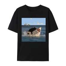 Nueva llegada, camiseta para hombre, camisetas para hombre, camiseta para hombre, picaduras de gato, tiburón, arte divertido y amantes de los gatos, estampado divertido de gato y tiburón 710 - Multicolor - Ver 1