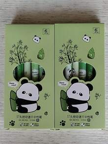 6件組 熊貓與竹子可愛時尚按壓式原子筆，極簡設計，耐用，適合女孩，黑色墨水，返校季 - 黑色 - 查看 15