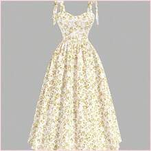 MOD Vestido de verano de mujer con tirantes anudados y estampado floral romántico - Negro - Ver 6