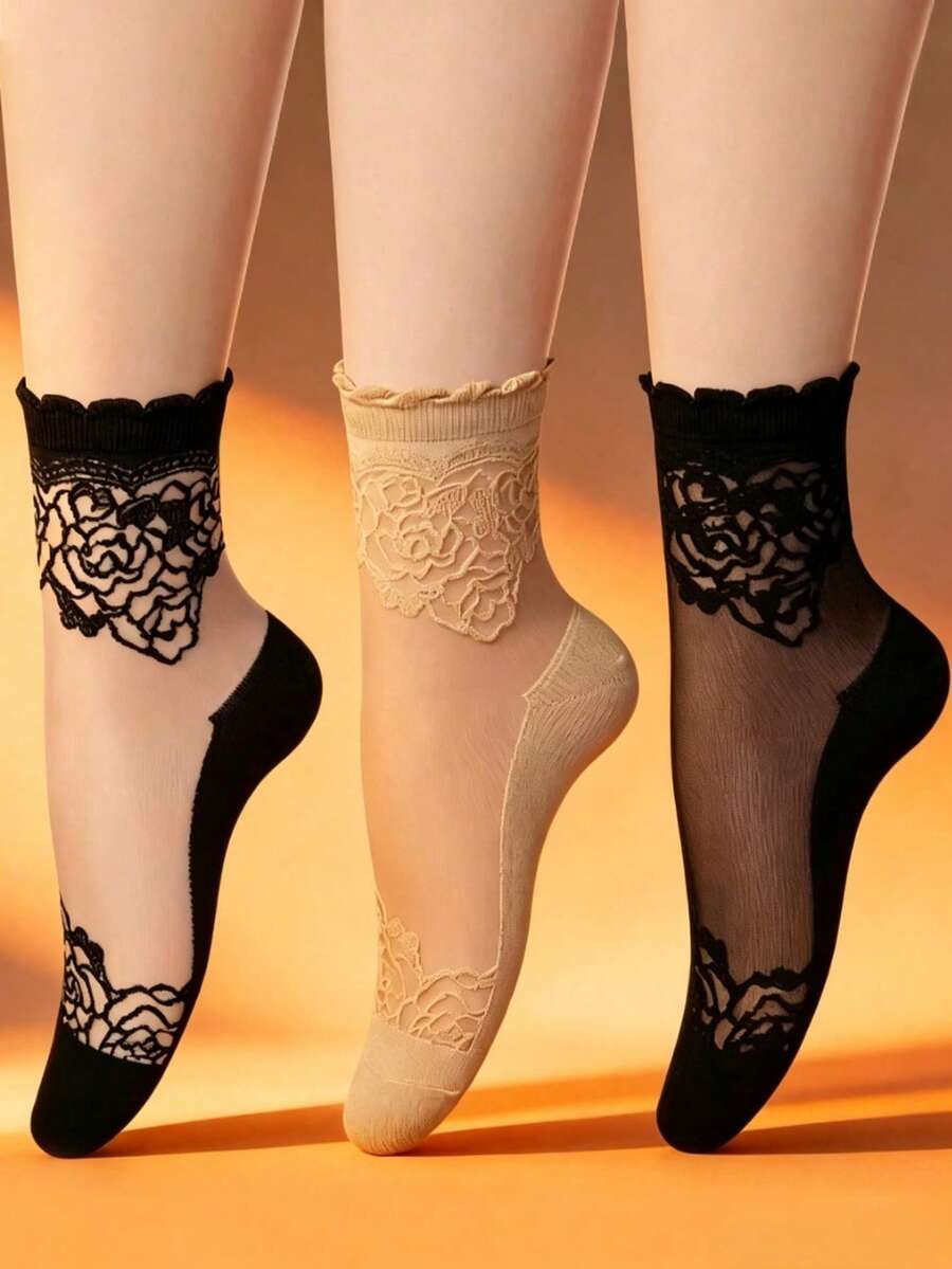 1/3/6 Pairs Women's Leopard Print Striped Fashion Casual Mid-Calf Socks, Breathable And Comfortable, Random Color, Suitable For Daily Wear And Outings, All Season Style - Multicolor - View 1