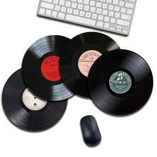 1 Cute Record Mouse Pad, Circular Mouse Pad For Office Desk, Small Mini Travel Mouse Pad With Anti Slip Rubber Base, 7.87 Inch Diameter Suitable For Work Wireless Computer Laptop, Office Desk Accessory Single 47g - View 2