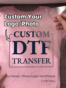 1/5/8/10件客製化DTF熱轉印膜，可個性化照片、文字與Logo印製的熨燙貼紙，DIY T恤裝飾、居家裝飾，適合新郎、新娘、父親、母親、婚禮、開學季、聖誕節、萬聖節裝飾，美感風格 - 多色1 - 查看 2