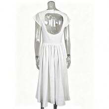 Women's Sleeveless Maxi Dress, New Spring Collection, Elegant And Sensual With Open Back, Fitted Cut - Putih - View 5