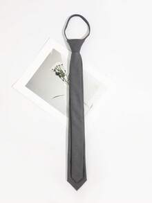 1pc Men's Fashion Solid Color Double-Layer Zipper Tie, Suitable For Casual, Versatile, Party & Gathering Matching - Multicolor - View 4