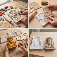 - Molde de silicona religioso de Jess de estilo europeo, diseo de personajes de de arcilla polimrica para fundicin de resina epoxi, manualidades, suministros de arcilla - Gris - Ver 4
