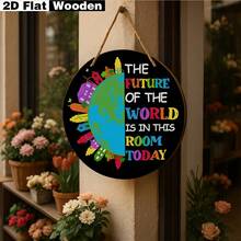 1 Piece Of 2D Flat Classroom Inspirational Wall Decoration, Back-To-School Decoration, Inspirational Decor Bedrooms, Kindergartens, Playrooms, And Daycare Centers, Future Of World Is In This Room, Decorative Signs And Plaques - AA - 查看 8