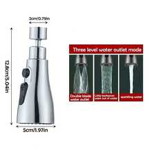 Household Kitchen Faucet Aerator + Tape, G1/2 Interface Water-Saving Anti-Splash Nozzle, Pressurized Design For Strong Yet Gentle Water Flow, Convenient For Washing Vegetables, Dishes, And Hands, Easy Installation Without Extra Tools, Practical Accessory For Kitchen And Bathroom - Silver - View 5