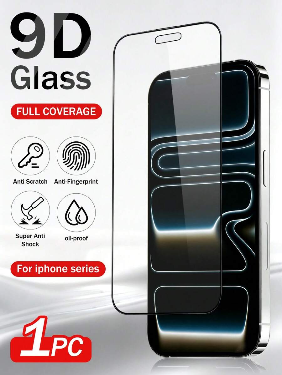 XINHONGYU Protector de pantalla, compatible con iPhone 17 Pro Max, protector de pantalla de vidrio templado transparente de alta definición, película de vidrio templado de cobertura completa, dureza 9H+, compatible con iPhone 17 Pro, vidrio protector 9H 9D, protector de pantalla de vidrio de alta definición - transparente - Ver 1