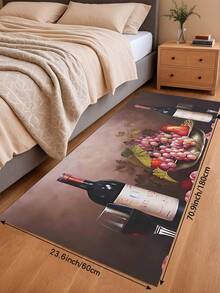 1pc Romantic Wine & Fruit Pattern Rubber Kitchen Mat, Washable, Soft & Non-Slip, Suitable For Bathroom Sink, Laundry Room And Other Areas - Multicolor - View 13