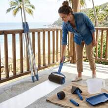 Complete Paint Roller Kit With Tray & Extension Pole – Paint Rollers, Brush Set For Wall, Ceiling & Home Interior Painting - blu - View 3