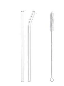 1/2/4/6pcs Glass Straws + 1 Cleaning Brush, High Borosilicate Glass Straws, Heat-Resistant Colorful Straws, Suitable For Beverages And Milk Tea, Transparent Multi-Color Glass Tubes, School Supplies, Back To School Essentials - Transparent - View 12