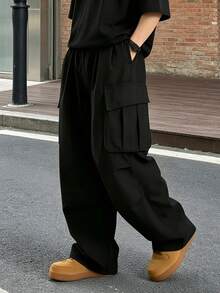 Men's Spring/Autumn Thin Casual Slim Fit Fashion Long Pants Multi-Pocket Cargo Pants - Black - View 1