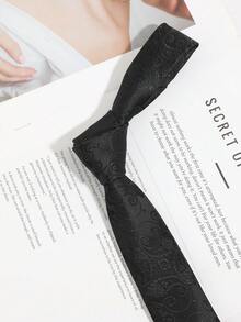 1 pieza Corbata de hombre con estampado oscuro de cachemira en color negro, estilo versátil para negocios formales y bodas - Negro - Ver 2