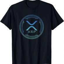 Camiseta con logotipo de Ripple Cryptocurrency XRP, 100% algodón, cuello redondo suave, manga corta, estampado azul vibrante sobre camisa informal unisex negra - Multicolor - Ver 1