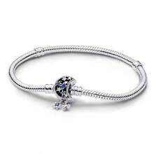 New S925 Sterling Silver Gold-Colored Heart-Shaped Snake Chain Bracelet, Suitable For Original DIY Bracelet, Women's Birthday Fashion Exquisite Jewelry Gift - Silver - View 10
