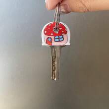 10/8pcs Random Color Keychain Set, Cute Cartoon Print Party Keychain Gift Box, Brand New Key Protective Cover, Includes Unique Design Key Pendant, Suitable For Home/Office Keys, Easy Install Keychain Organizer - Multicolor - View 6