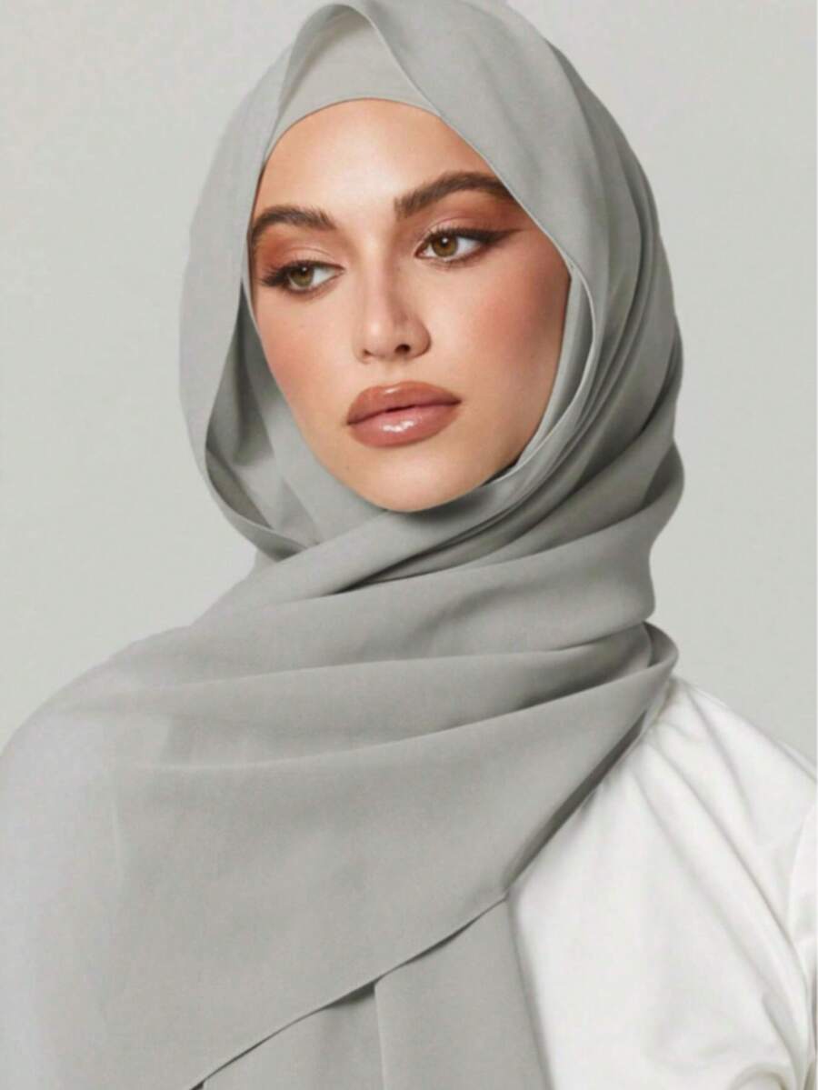 2pcs/Set Women's Scarf Headband Hat Set, Multi-Functional Basic Hat, Headscarf, Middle East Ramadan Style Abaya Matching Set, Elastic Basic Hat, Chiffon Scarf Hat Combination, Casual Wear Series