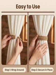 1pc/2pcs Elegant Braided Curtain Tieback Rope Clips, Suitable For Bedroom Living Room Home Decor, Fashionable And Practical Curtain Accessories - Multiple Styles - View 6