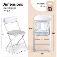 4 Or 10 Pack Folding Plastic Chairs For Weddings, Parties  Home Events - 10 Pack White - View 3