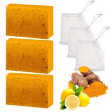 Turmeric Lemon Kojic Acid Soap 100g, Suitable For Face, Body And Hand Wash, Rich Foam Deeply Cleanses And Smoothens Skin, Handmade With Essential Oil - Giữ ẩm - Xem 14
