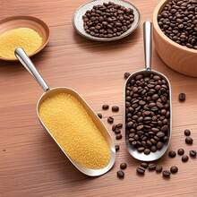 Heavy-Duty Cast Aluminum Kitchen Scoop - Rust-Proof, Ergonomic S-Handle Ice Cube Endurance Scoopfor Ice, Candy, Popcorn, Coffee Beans, Flour &Amp; Pet Food - Commercial-Grade Durable Design (S(5oz)) - White - View 2