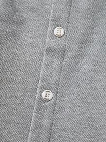 Back To School Season Boys Casual Shirt, Suitable For 3-12 Years Old Boys, Slightly Elastic Fabric, Turn-Down Collar, Long Sleeve, Button Closure, Simple Basic Style, Solid Color, Preppy Style, School Uniform Base Shirt, Spring And Autumn Children's Clothing - Light Grey - View 5