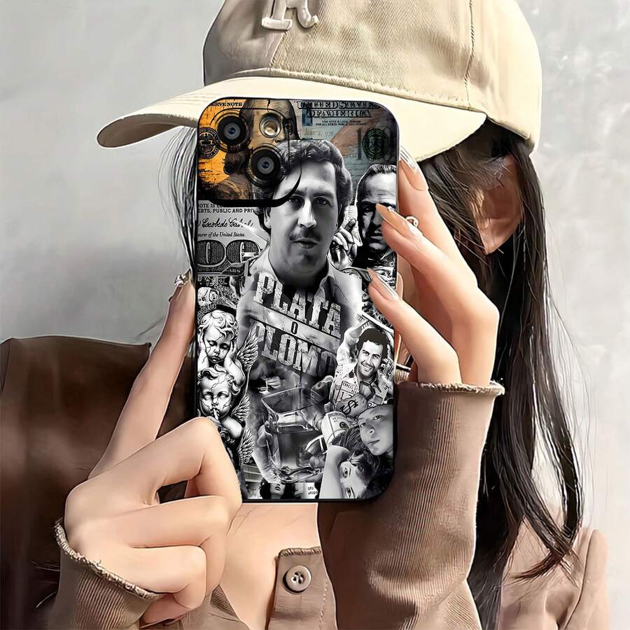 Funda para móvil con diseño de collage vintage, compatible con Samsung, Apple, VIVO, OPPO, y Honor. Fabricada en TPU, ofrece protección contra golpes y caídas. Un regalo ideal para amigos y familiares. - Negro - Ver 1