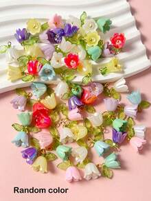 10pcs/Set Fashionable Mixed Color Flower Shaped Pendant For Earrings, Necklace (Random Color) Valentines - Multicolor - View 7