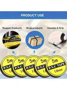 10 Rolls Premium Black Electrical Tape - Heat Resistant, Flame Retardant, Waterproof Insulating Tape, Suitable For Indoor And Outdoor Use, Durable Plastic With Metal Adhesive Layer - Multicolor - View 4