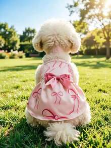 Teddy Bichon Exclusive Pink Bow Princess Dress, Breathable Lightweight Style For Spring And Summer, Cute Must-Have For Outings! - Pink - View 7